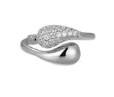 Sterling Silver Symmetrical Teardrop Ring with Cubic Zirconia's - Size 7